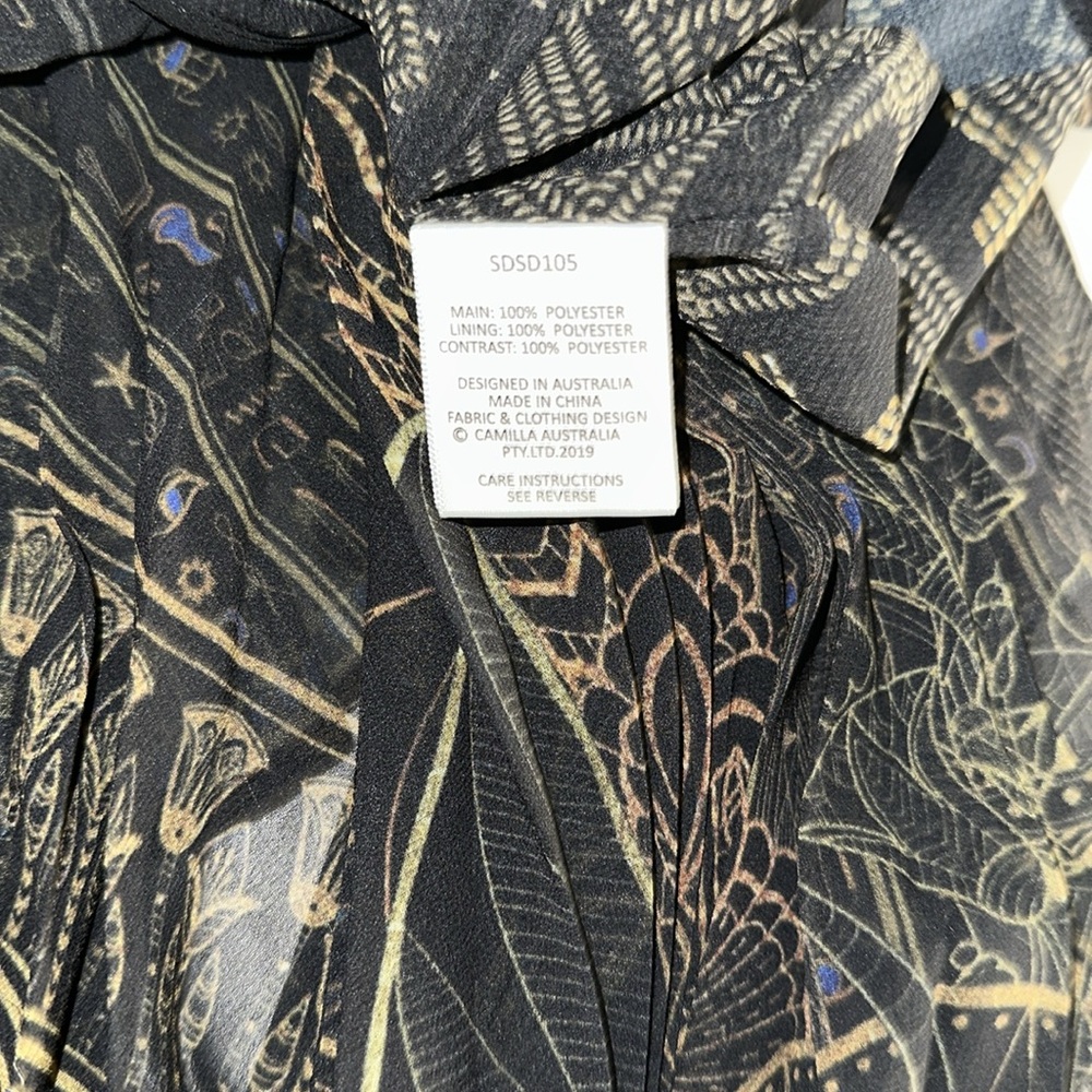 CAMILLA *Cobra King* black pleated double layer 2 pc Egyptian print dress top S - Picture 12 of 14